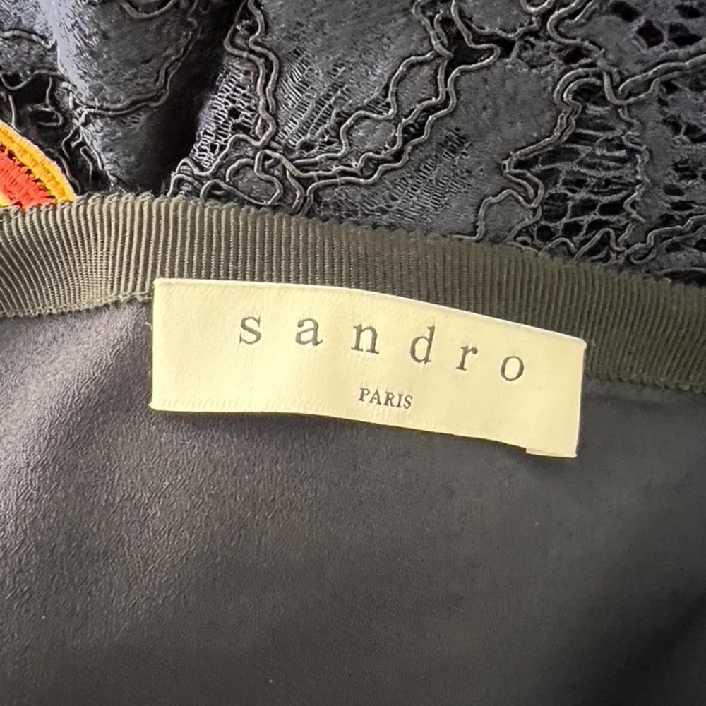 Sandro summer 2021 navy lace unique design mini skirt size 1 - Picture 3 of 6